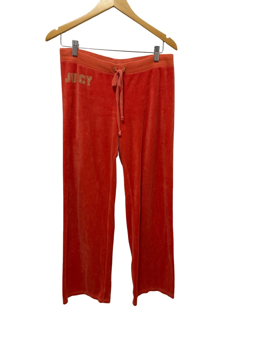 Juicy Couture vintage Red Velour Drawstring Track Pants with Rhinestone Logo